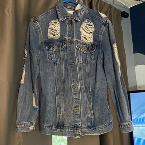 Small/Medium Fashion Nova Distressed Denim Jacket